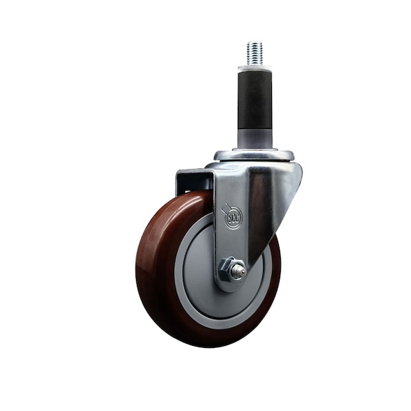 4'' SS Maroon Poly Wheel Swivel 1-1/8'' Expanding Stem Caster